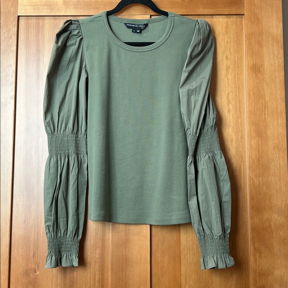 Veronica Beard Olive Puff Sleeve Top - Picture 1 of 1